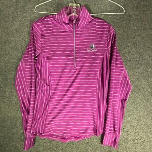 Zero Restriction Womens Magenta Pink Silver Striped 1/4 Zip Golf Pullover Medium